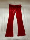 early 1970s hiphugger stretch red velvet trousers