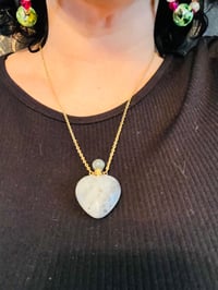 Image 2 of Labradorite Large Essential Oil Heart Necklace 