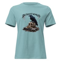 Image 6 of Between Worlds Raven Women's Shirt – Gothic Crow Skull Graphic Tee | Dark Raven Artwork