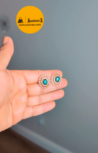 Image 3 of ADS2031-American Diamond Emerald Studs