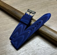 Image 4 of Blue Moiré Hand-rolled Watch Strap - Black Tie Collection