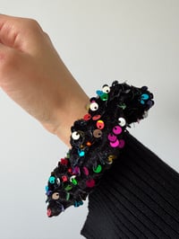 Image 2 of Party sequins & velvet scrunchie 