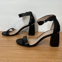 Image 3 of Stuart Weitzman Black Ankle Strap Open Toe Genuine Leather Women's Sandals