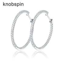 KNOBSPIN Moissanite Loop Earrings for Women 925 Sterling Sliver 1.2mm D vvs1 Lab Grown Diamond Ear S