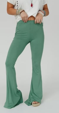 Image 3 of Cher Solid Rawedge Flare Pant ( Sage)