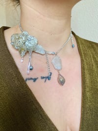 Image 3 of 🤍Lichen Raw Quartz Crystals Orchid Necklace🤍