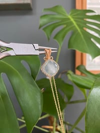 Image 1 of Gold Aquamarine Diamond Crystal Necklace