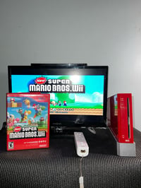 Image 1 of Red Nintendo Wii bundle w/ Super Mario Bros and controller