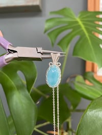 Image 4 of Silver  Larimar Oval Crystal Necklace 