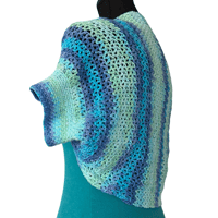 Image 4 of Handmade Blue and Green Crochet Bolero Jacket - Size Small Women’s