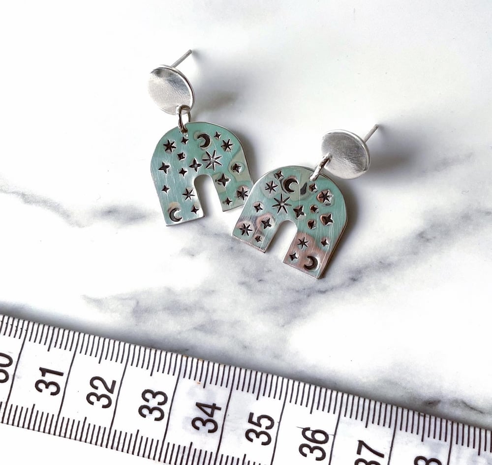 Handmade Sterling Silver Celestial Arch Earrings 925