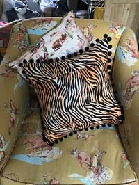 Image 3 of Green Tiger Pom Pom Cushion Cover
