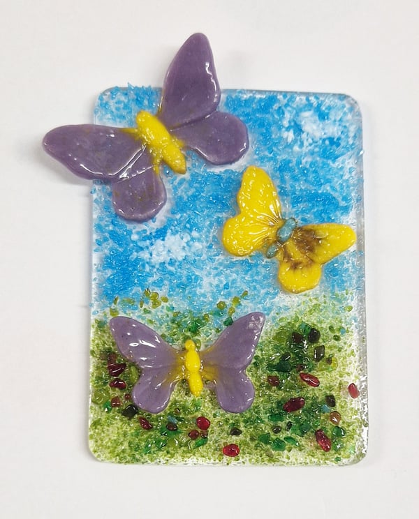 Image of Fused Glass Butterflies panel
