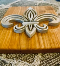Image 5 of Hand-Cut Canary Wood Fleur-De-Lis