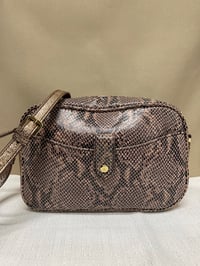 Image 1 of G.I.L.I brown genuine leather snake skin print cross body bag