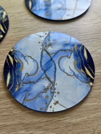 Image 4 of Blue and Gold Marble Coasters - 4 pack