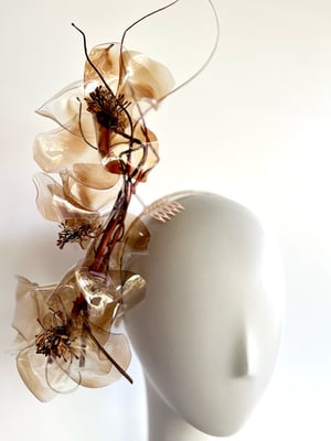 Image of Transparent tan acrylic flowers headpiece