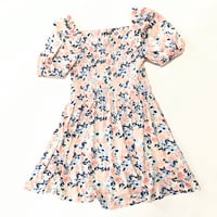 Image 1 of BCBG Girls Pink and Blue Smocked Sundress with Puff Sleeves