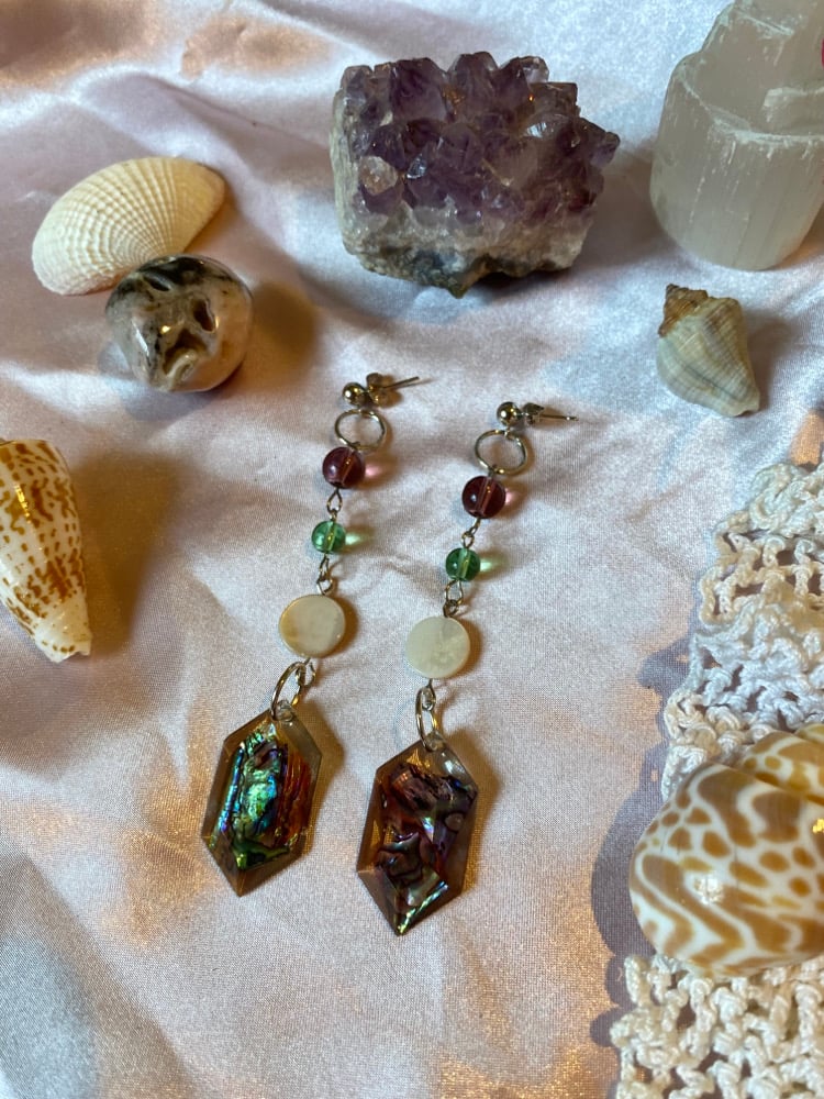 Image of Abalone Seashell Drop Earrings 