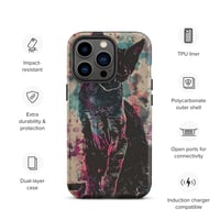 Image 22 of Colorful Watercolor Paint Splatters Black Cat Tough Case for iPhone®