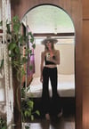 80s Betsey Johnson punk label velvet flare belbottom pants trousers