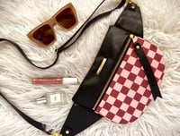 Image 1 of Maroon & Pink checkered crossbody 