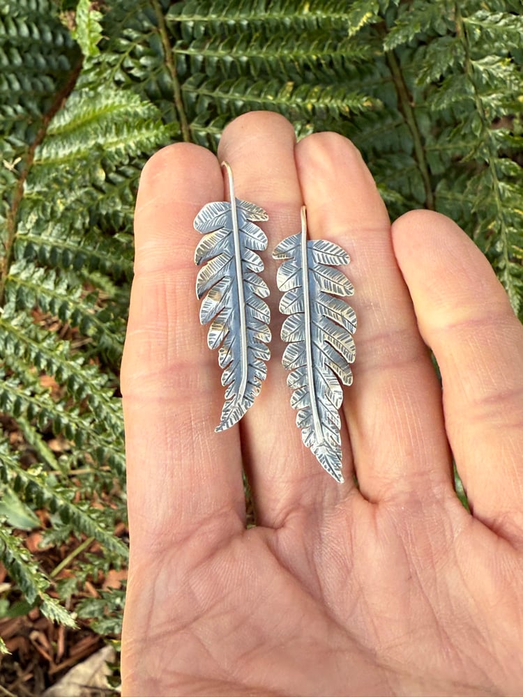 Image of Sterling Cinnamon Fern Earrings