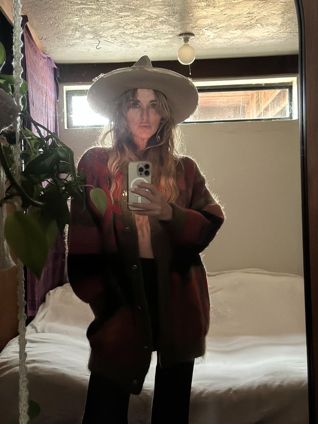 70s mohair art sweater with quilted lining 