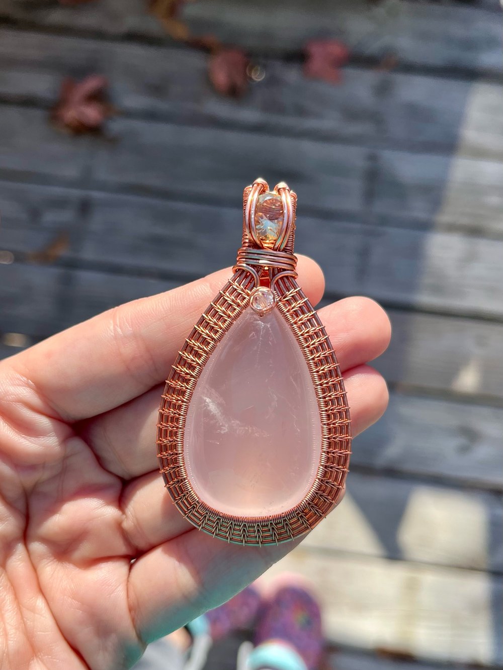 Image of rose quartz x citrine pendant