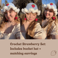 Image 2 of Strawberry Bucket Hat/ Strawberry Earring Set