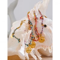 Image 2 of REY 18ct Gold Plated Charm Boho Braided Bracelet