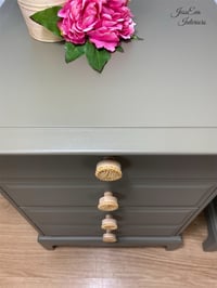 Image 4 of Stag Bedside Tables, Boho Olive Green Bedside Cabinets, Chest of Drawers 