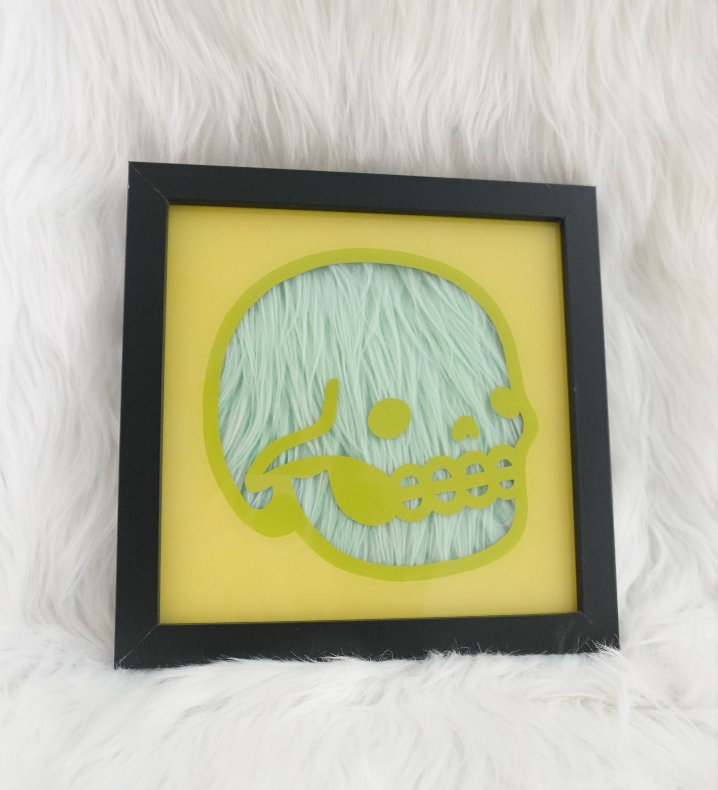 Framed Painting - outlets yellow skull of chaos (15x13) framed