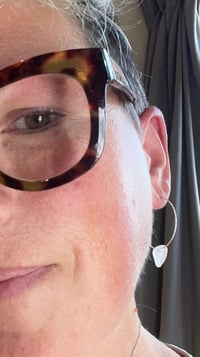 Image 2 of Sterling Silver Diamond Cut Statement Sea Glass Hoops