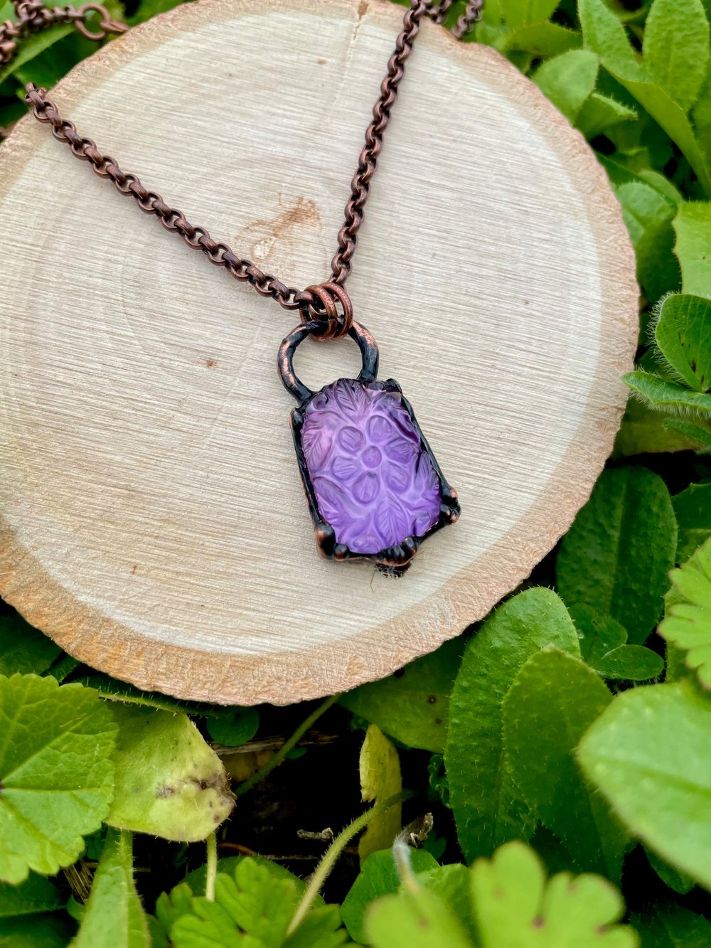 Carved Amethyst Pendant 