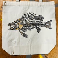 Fish skeleton tote bag