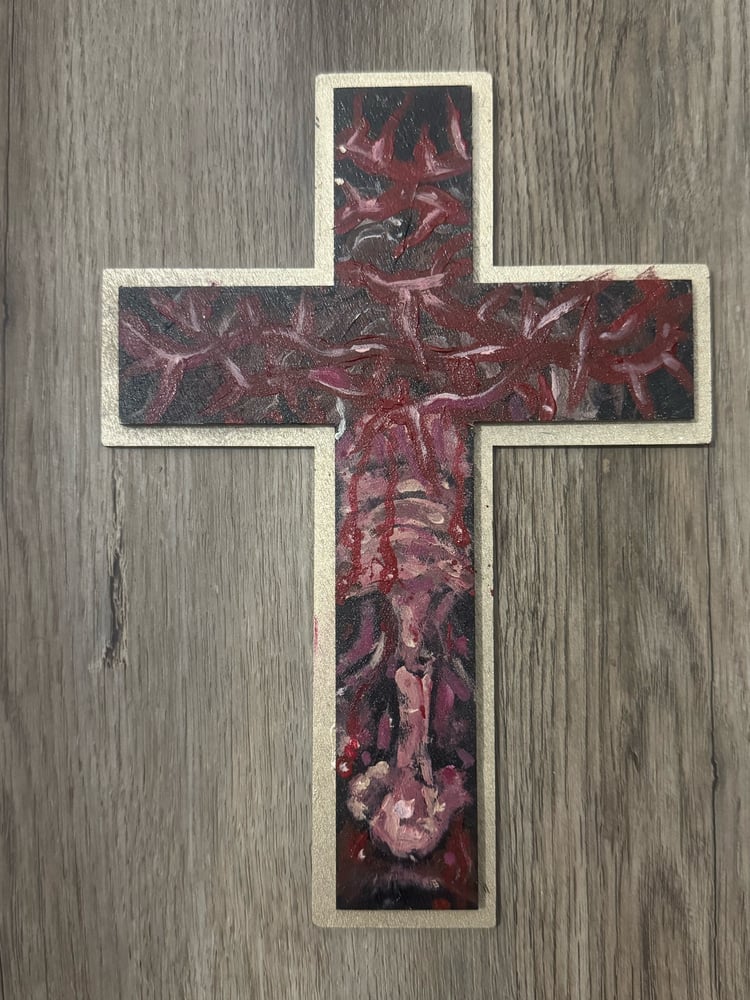 Image of Original Tim Lehi "Crown Of Thorns Crucifix" Painting