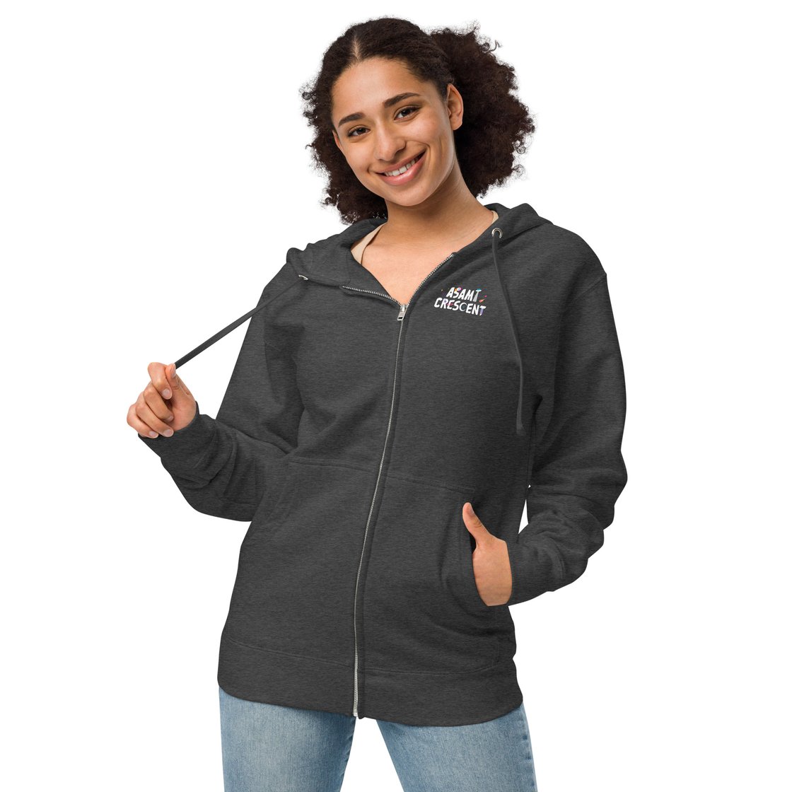 Image of Smile Unisex fleece zip up hoodie