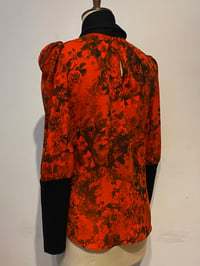 Image 5 of Dark floral tie neck top