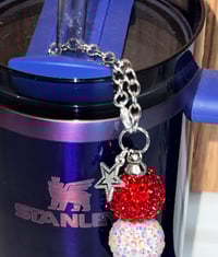 Image 4 of Fourth of July Memorial Day Patrotic Red White and Blue Tumbler Straw Dangle Charm