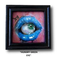 Image 2 of ‘HUNGRY EYES’ MINI FRAMED ACRYLIC PAINTING 4”x4”