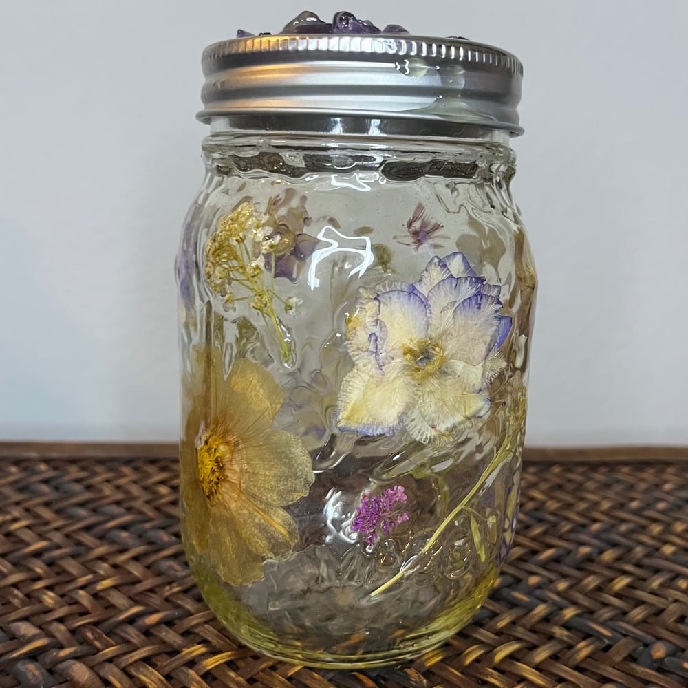 Image of amethyst floral mason jar