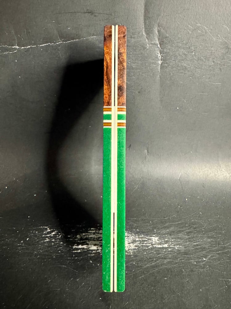 Image of Ironwood Burl & Green Glass Micarta Segmented Knife Scales