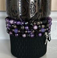 Image 4 of Midnight Amethyst Skull Tumbler Bracelet Stack