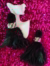Image 2 of Black Boa/Bling Earrings 