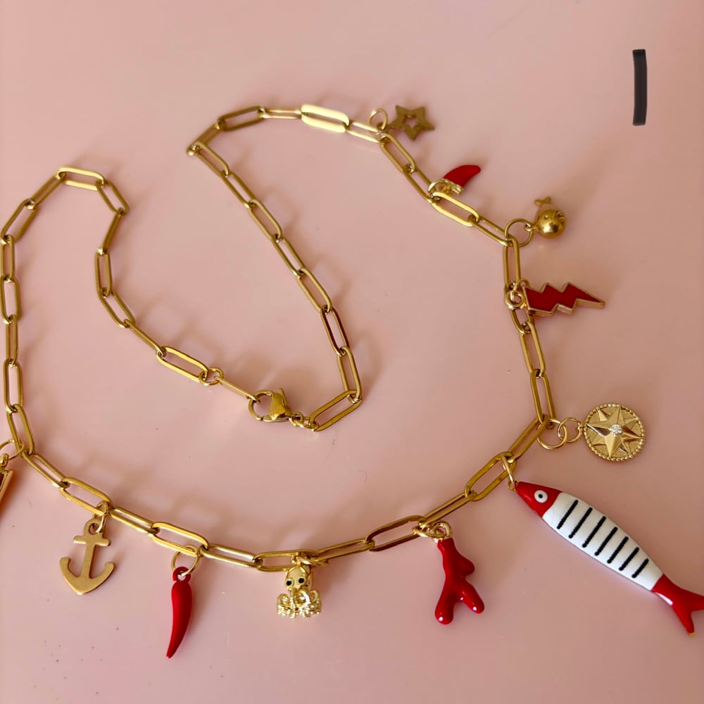 Image of Gold Paperclip Charm Necklaces