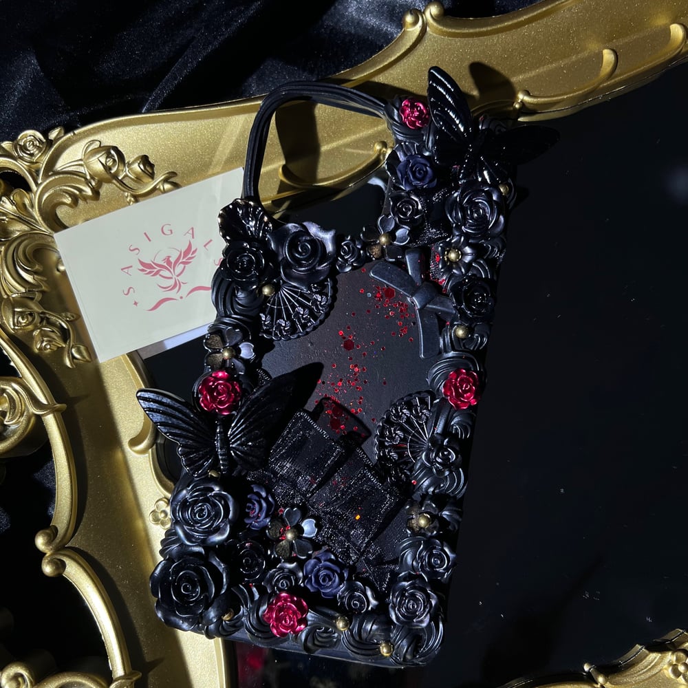 Image of Black Lace Goth Decoden Phone Case For All Brand