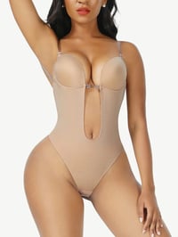 Image 1 of High Waist 30D Fabric Tummy Control Bodysuit with Nubuck Shoulder Straps