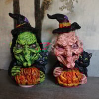 Image 1 of **Pre-order** Witch Cat & Pumpkin Lantern 