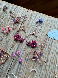 Image 6 of Copper Woven Luna Moth Earrings with Amethyst